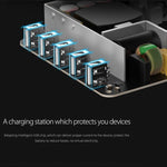 Trạm sạc thông minh ORICO DUK-5P 40W 5 cổng USB kèm giá đỡ, phích cắm US, phích cắm UK, phích cắm AU