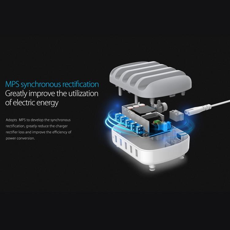 Trạm sạc thông minh ORICO DUK-5P 40W 5 cổng USB kèm giá đỡ, phích cắm US, phích cắm UK, phích cắm AU