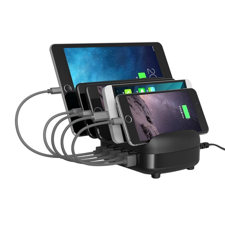 Trạm sạc thông minh ORICO DUK-5P 40W 5 cổng USB kèm giá đỡ, phích cắm US, phích cắm UK, phích cắm AU