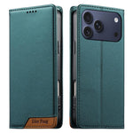 Dierfeng Splicing Strong Magnetic RFID Vegan Leather Phone Case, For iPhone 17e / 16e, For iPhone 17 Pro Max, For iPhone 17 Pro, For iPhone 17, For iPhone Air, For iPhone 16 Pro Max, For iPhone 16 Pro, For iPhone 16 Plus