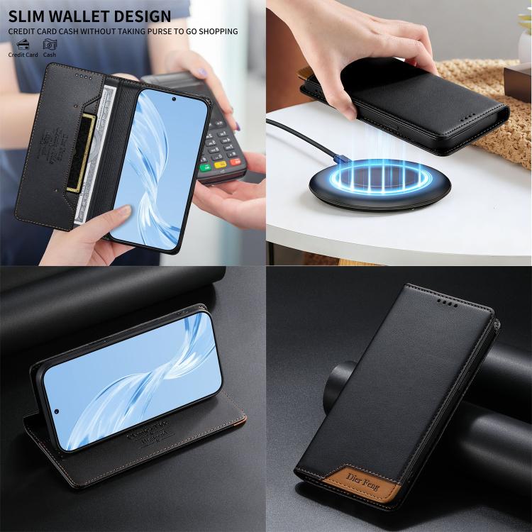 Ốp điện thoại da thuần chay RFID từ tính ghép nối chắc chắn Dierfeng, dành cho iPhone 16, iPhone 15 Pro Max, iPhone 15 Pro, iPhone 15 Plus, iPhone 15, iPhone 14 Plus, iPhone 14 / 13, iPhone 14 Pro
