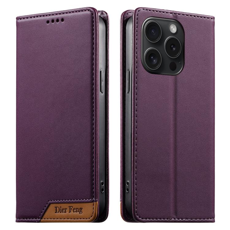 Ốp điện thoại da thuần chay RFID từ tính ghép nối chắc chắn Dierfeng, dành cho iPhone 16, iPhone 15 Pro Max, iPhone 15 Pro, iPhone 15 Plus, iPhone 15, iPhone 14 Plus, iPhone 14 / 13, iPhone 14 Pro