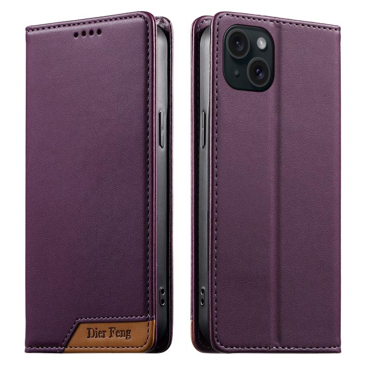 Ốp điện thoại da thuần chay RFID từ tính ghép nối chắc chắn Dierfeng, dành cho iPhone 16, iPhone 15 Pro Max, iPhone 15 Pro, iPhone 15 Plus, iPhone 15, iPhone 14 Plus, iPhone 14 / 13, iPhone 14 Pro