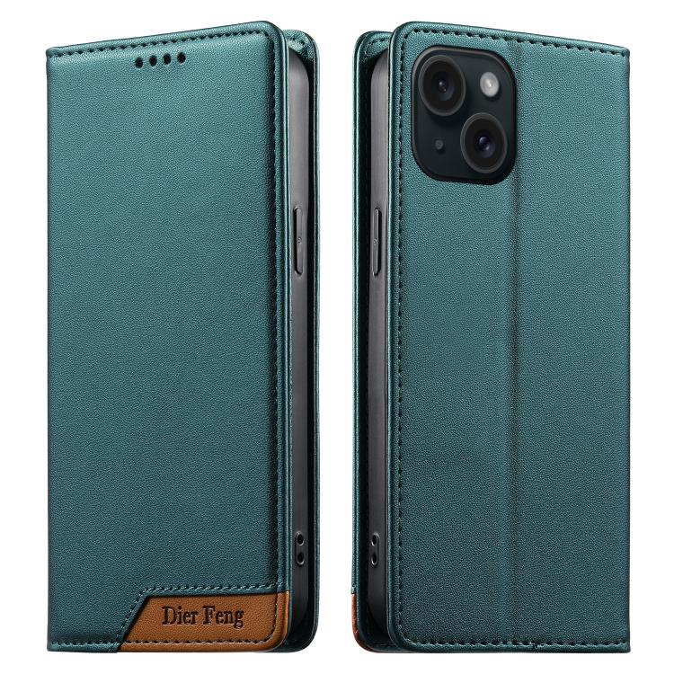 Ốp điện thoại da thuần chay RFID từ tính ghép nối chắc chắn Dierfeng, dành cho iPhone 16, iPhone 15 Pro Max, iPhone 15 Pro, iPhone 15 Plus, iPhone 15, iPhone 14 Plus, iPhone 14 / 13, iPhone 14 Pro