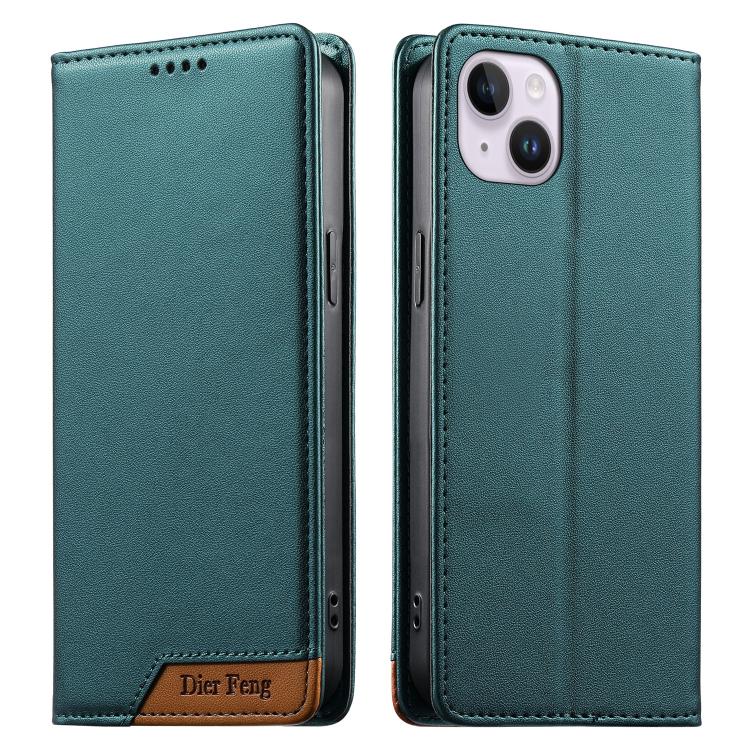Ốp điện thoại da thuần chay RFID từ tính ghép nối chắc chắn Dierfeng, dành cho iPhone 16, iPhone 15 Pro Max, iPhone 15 Pro, iPhone 15 Plus, iPhone 15, iPhone 14 Plus, iPhone 14 / 13, iPhone 14 Pro