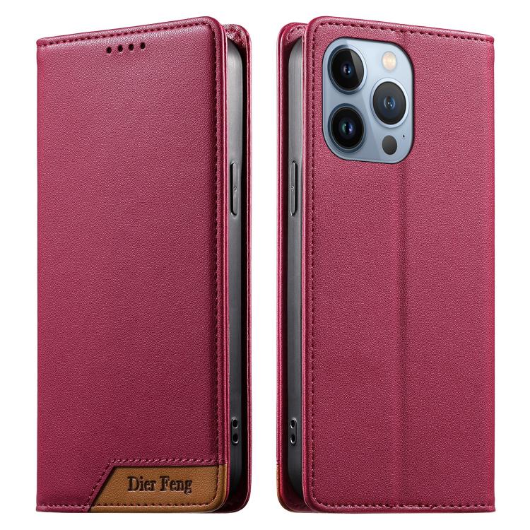 Ốp điện thoại da thuần chay RFID nam châm mạnh ghép nối Dierfeng, dành cho iPhone 14 Pro Max, iPhone SE 2022 / SE 2020 / 8 / 7, iPhone 13 Pro Max, iPhone 13 Pro, iPhone 13 mini, iPhone 12 / 12 Pro, iPhone 12 Pro Max, iPhone 12 mini