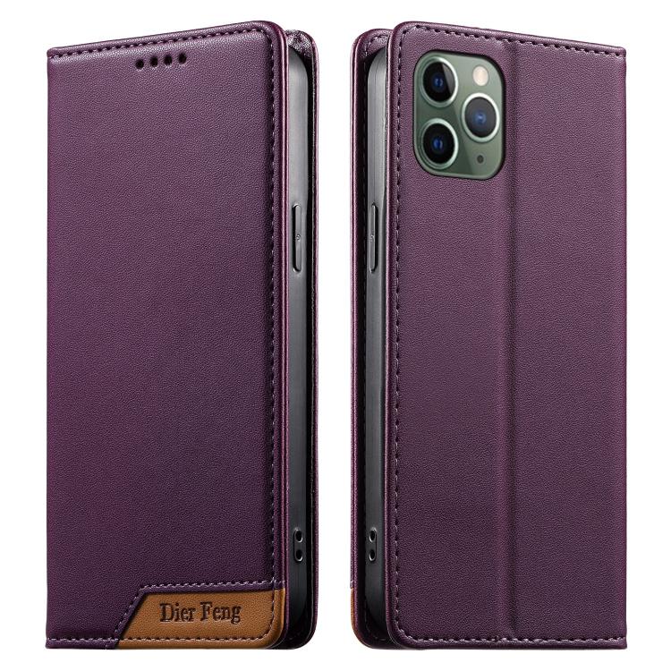 Ốp điện thoại da thuần chay RFID nam châm mạnh ghép nối Dierfeng, dành cho iPhone 11 Pro Max, iPhone 11, iPhone 11 Pro, iPhone X / XS, iPhone XR, iPhone XS Max, iPhone 8 Plus / 7 Plus