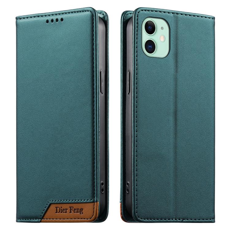 Ốp điện thoại da thuần chay RFID nam châm mạnh ghép nối Dierfeng, dành cho iPhone 11 Pro Max, iPhone 11, iPhone 11 Pro, iPhone X / XS, iPhone XR, iPhone XS Max, iPhone 8 Plus / 7 Plus