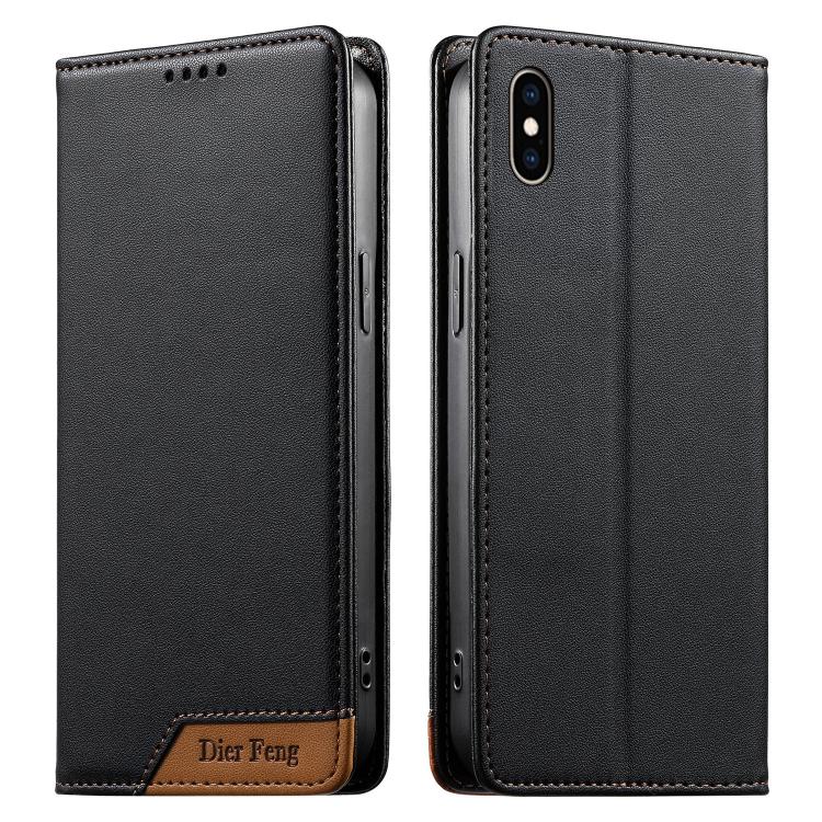 Ốp điện thoại da thuần chay RFID nam châm mạnh ghép nối Dierfeng, dành cho iPhone 11 Pro Max, iPhone 11, iPhone 11 Pro, iPhone X / XS, iPhone XR, iPhone XS Max, iPhone 8 Plus / 7 Plus