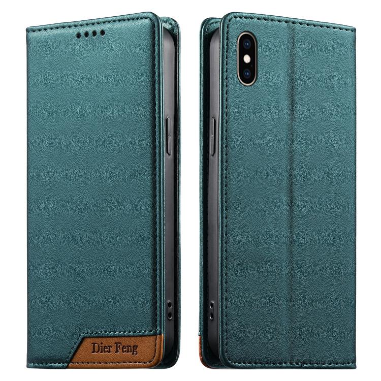 Ốp điện thoại da thuần chay RFID nam châm mạnh ghép nối Dierfeng, dành cho iPhone 11 Pro Max, iPhone 11, iPhone 11 Pro, iPhone X / XS, iPhone XR, iPhone XS Max, iPhone 8 Plus / 7 Plus
