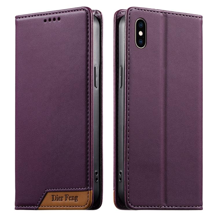 Ốp điện thoại da thuần chay RFID nam châm mạnh ghép nối Dierfeng, dành cho iPhone 11 Pro Max, iPhone 11, iPhone 11 Pro, iPhone X / XS, iPhone XR, iPhone XS Max, iPhone 8 Plus / 7 Plus