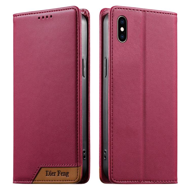 Ốp điện thoại da thuần chay RFID nam châm mạnh ghép nối Dierfeng, dành cho iPhone 11 Pro Max, iPhone 11, iPhone 11 Pro, iPhone X / XS, iPhone XR, iPhone XS Max, iPhone 8 Plus / 7 Plus