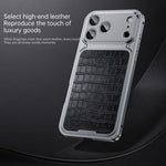 Ốp điện thoại kim loại từ tính họa tiết da sang trọng có khóa lò xo, dành cho iPhone 17 Pro Max, iPhone 17 Pro