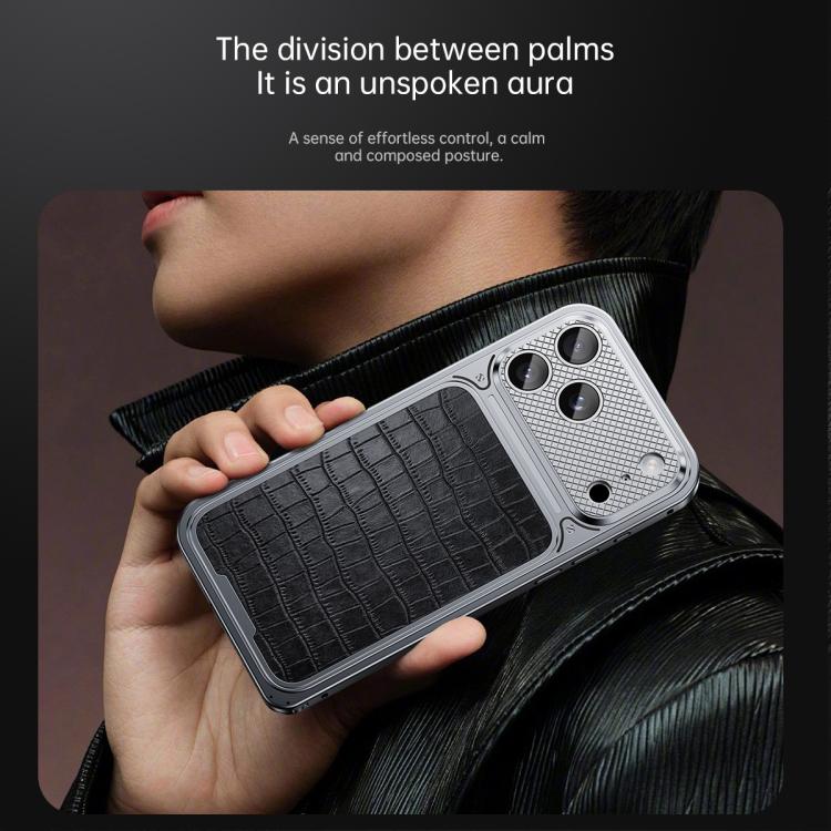 Ốp điện thoại kim loại từ tính họa tiết da sang trọng có khóa lò xo, dành cho iPhone 17 Pro Max, iPhone 17 Pro