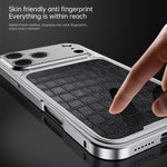 Ốp điện thoại kim loại từ tính họa tiết da sang trọng có khóa lò xo, dành cho iPhone 17 Pro Max, iPhone 17 Pro
