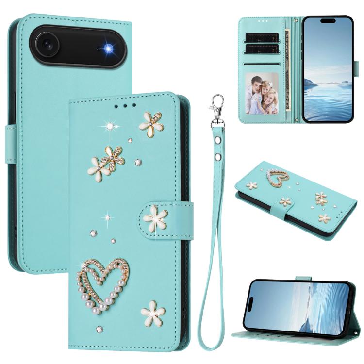 Ốp điện thoại da thuần chay hai lớp họa tiết hoa trái tim ZS01 kèm dây đeo tay, dành cho iPhone 17e / 16e, dành cho iPhone 17 Pro Max, dành cho iPhone 17 Pro, dành cho iPhone 17, dành cho iPhone Air, dành cho iPhone 16 Pro Max