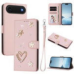 Ốp điện thoại da thuần chay hai lớp họa tiết hoa trái tim ZS01 kèm dây đeo tay, dành cho iPhone 17e / 16e, dành cho iPhone 17 Pro Max, dành cho iPhone 17 Pro, dành cho iPhone 17, dành cho iPhone Air, dành cho iPhone 16 Pro Max