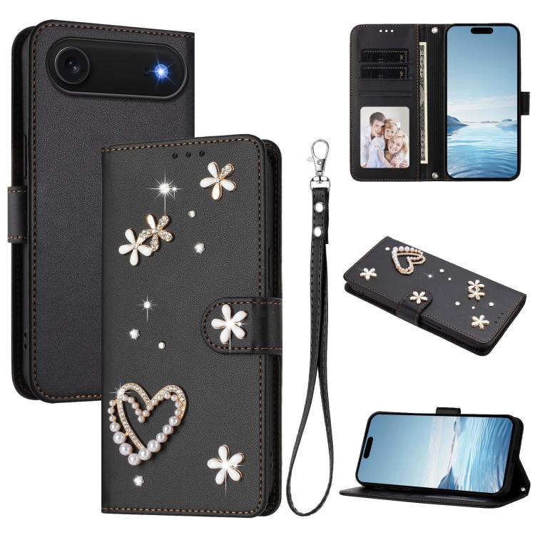 Ốp điện thoại da thuần chay hai lớp họa tiết hoa trái tim ZS01 kèm dây đeo tay, dành cho iPhone 17e / 16e, dành cho iPhone 17 Pro Max, dành cho iPhone 17 Pro, dành cho iPhone 17, dành cho iPhone Air, dành cho iPhone 16 Pro Max