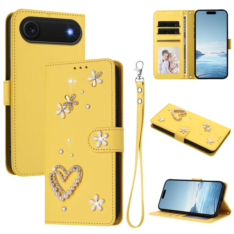 Ốp điện thoại da thuần chay hai lớp họa tiết hoa trái tim ZS01 kèm dây đeo tay, dành cho iPhone 17e / 16e, dành cho iPhone 17 Pro Max, dành cho iPhone 17 Pro, dành cho iPhone 17, dành cho iPhone Air, dành cho iPhone 16 Pro Max