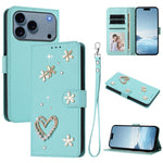 Ốp điện thoại da thuần chay hai lớp họa tiết hoa trái tim ZS01 kèm dây đeo tay, dành cho iPhone 17e / 16e, dành cho iPhone 17 Pro Max, dành cho iPhone 17 Pro, dành cho iPhone 17, dành cho iPhone Air, dành cho iPhone 16 Pro Max