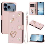 Ốp điện thoại da thuần chay hai lớp họa tiết hoa trái tim ZS01 kèm dây đeo tay, dành cho iPhone 17e / 16e, dành cho iPhone 17 Pro Max, dành cho iPhone 17 Pro, dành cho iPhone 17, dành cho iPhone Air, dành cho iPhone 16 Pro Max