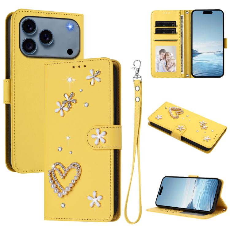 Ốp điện thoại da thuần chay hai lớp họa tiết hoa trái tim ZS01 kèm dây đeo tay, dành cho iPhone 17e / 16e, dành cho iPhone 17 Pro Max, dành cho iPhone 17 Pro, dành cho iPhone 17, dành cho iPhone Air, dành cho iPhone 16 Pro Max