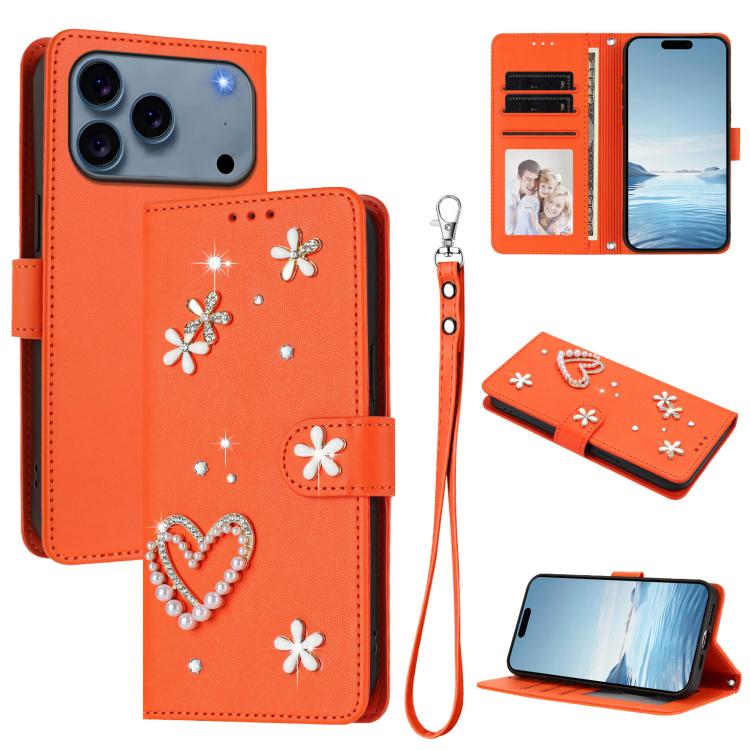 Ốp điện thoại da thuần chay hai lớp họa tiết hoa trái tim ZS01 kèm dây đeo tay, dành cho iPhone 17e / 16e, dành cho iPhone 17 Pro Max, dành cho iPhone 17 Pro, dành cho iPhone 17, dành cho iPhone Air, dành cho iPhone 16 Pro Max