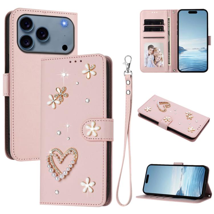 Ốp điện thoại da thuần chay hai lớp họa tiết hoa trái tim ZS01 kèm dây đeo tay, dành cho iPhone 17e / 16e, dành cho iPhone 17 Pro Max, dành cho iPhone 17 Pro, dành cho iPhone 17, dành cho iPhone Air, dành cho iPhone 16 Pro Max