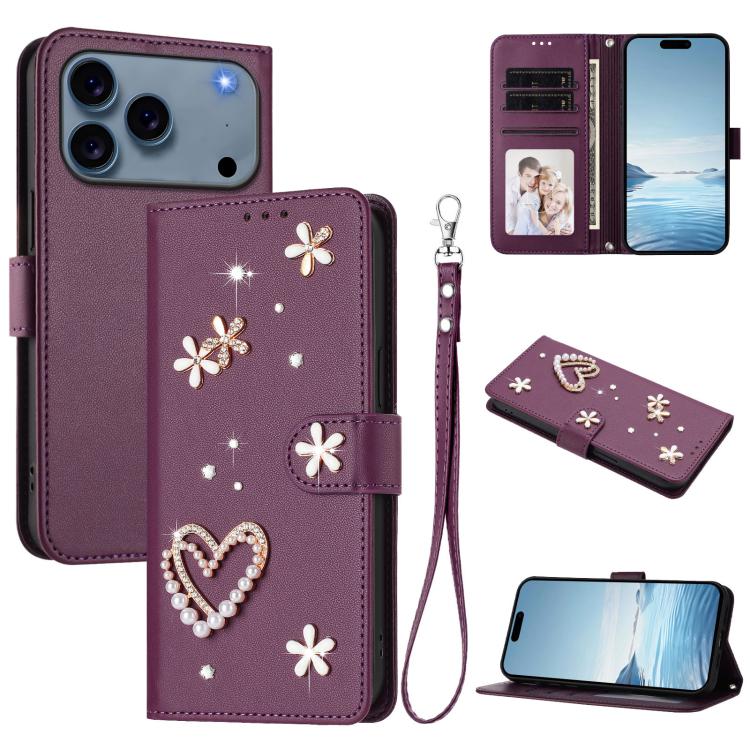 Ốp điện thoại da thuần chay hai lớp họa tiết hoa trái tim ZS01 kèm dây đeo tay, dành cho iPhone 17e / 16e, dành cho iPhone 17 Pro Max, dành cho iPhone 17 Pro, dành cho iPhone 17, dành cho iPhone Air, dành cho iPhone 16 Pro Max