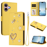 Ốp điện thoại da thuần chay hai lớp họa tiết hoa tim ZS01 có dây đeo tay, dành cho iPhone 16 Pro, iPhone 16 Plus, iPhone 16, iPhone 15 Pro Max, iPhone 15 Pro, iPhone 15 Plus