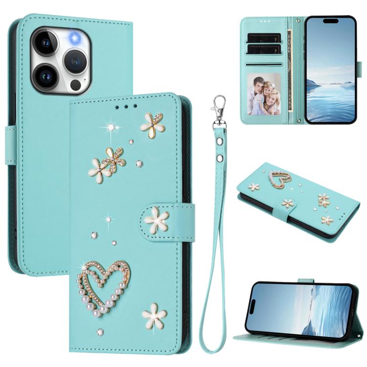 Ốp điện thoại da thuần chay hai lớp họa tiết hoa tim ZS01 có dây đeo tay, dành cho iPhone 16 Pro, iPhone 16 Plus, iPhone 16, iPhone 15 Pro Max, iPhone 15 Pro, iPhone 15 Plus