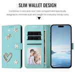 Ốp điện thoại da thuần chay hai lớp họa tiết hoa trái tim ZS01 kèm dây đeo tay, dành cho iPhone 15, dành cho iPhone 14 Plus, dành cho iPhone 14 / 13, dành cho iPhone 14 Pro, dành cho iPhone 14 Pro Max, dành cho iPhone 13 Pro Max