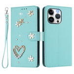 Ốp điện thoại da thuần chay hai lớp họa tiết hoa trái tim ZS01 kèm dây đeo tay, dành cho iPhone 13 Pro, dành cho iPhone 12 / 12 Pro, dành cho iPhone 12 Pro Max, dành cho iPhone 11 Pro Max, dành cho iPhone 11, dành cho iPhone 11 Pro