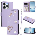 Ốp điện thoại da thuần chay hai lớp họa tiết hoa trái tim ZS01 kèm dây đeo tay, dành cho iPhone 13 Pro, dành cho iPhone 12 / 12 Pro, dành cho iPhone 12 Pro Max, dành cho iPhone 11 Pro Max, dành cho iPhone 11, dành cho iPhone 11 Pro
