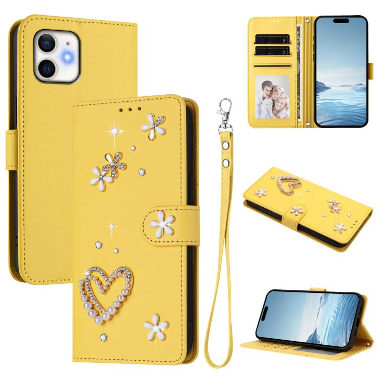 Ốp điện thoại da thuần chay hai lớp họa tiết hoa trái tim ZS01 kèm dây đeo tay, dành cho iPhone 13 Pro, dành cho iPhone 12 / 12 Pro, dành cho iPhone 12 Pro Max, dành cho iPhone 11 Pro Max, dành cho iPhone 11, dành cho iPhone 11 Pro
