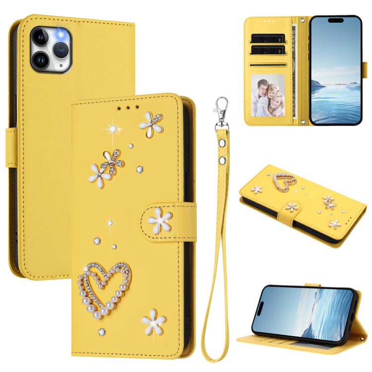 Ốp điện thoại da thuần chay hai lớp họa tiết hoa trái tim ZS01 kèm dây đeo tay, dành cho iPhone 13 Pro, dành cho iPhone 12 / 12 Pro, dành cho iPhone 12 Pro Max, dành cho iPhone 11 Pro Max, dành cho iPhone 11, dành cho iPhone 11 Pro
