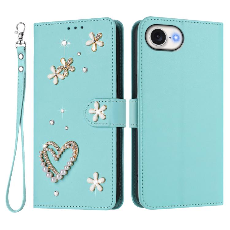 Ốp điện thoại da thuần chay hai lớp họa tiết hoa trái tim ZS01 kèm dây đeo tay, dành cho iPhone 17e / 16e, dành cho iPhone 17 Pro Max, dành cho iPhone 17 Pro, dành cho iPhone 17, dành cho iPhone Air, dành cho iPhone 16 Pro Max
