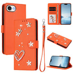Ốp điện thoại da thuần chay hai lớp họa tiết hoa trái tim ZS01 kèm dây đeo tay, dành cho iPhone 17e / 16e, dành cho iPhone 17 Pro Max, dành cho iPhone 17 Pro, dành cho iPhone 17, dành cho iPhone Air, dành cho iPhone 16 Pro Max
