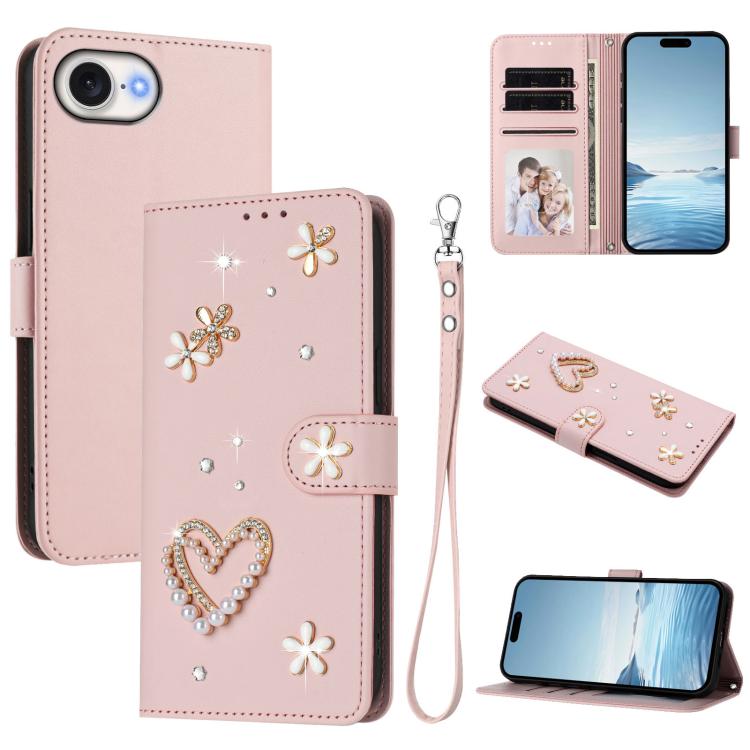 Ốp điện thoại da thuần chay hai lớp họa tiết hoa trái tim ZS01 kèm dây đeo tay, dành cho iPhone 17e / 16e, dành cho iPhone 17 Pro Max, dành cho iPhone 17 Pro, dành cho iPhone 17, dành cho iPhone Air, dành cho iPhone 16 Pro Max