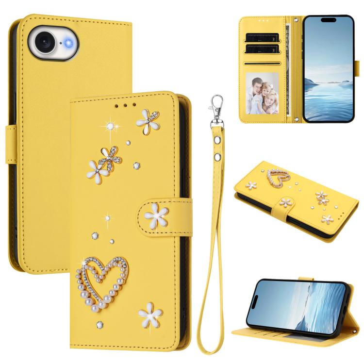 Ốp điện thoại da thuần chay hai lớp họa tiết hoa trái tim ZS01 kèm dây đeo tay, dành cho iPhone 17e / 16e, dành cho iPhone 17 Pro Max, dành cho iPhone 17 Pro, dành cho iPhone 17, dành cho iPhone Air, dành cho iPhone 16 Pro Max