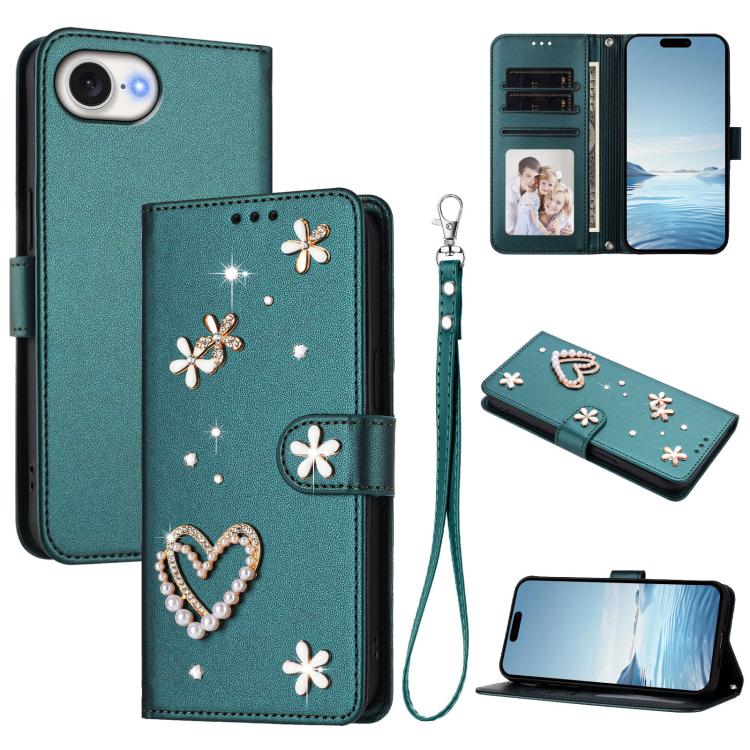 Ốp điện thoại da thuần chay hai lớp họa tiết hoa trái tim ZS01 kèm dây đeo tay, dành cho iPhone 17e / 16e, dành cho iPhone 17 Pro Max, dành cho iPhone 17 Pro, dành cho iPhone 17, dành cho iPhone Air, dành cho iPhone 16 Pro Max