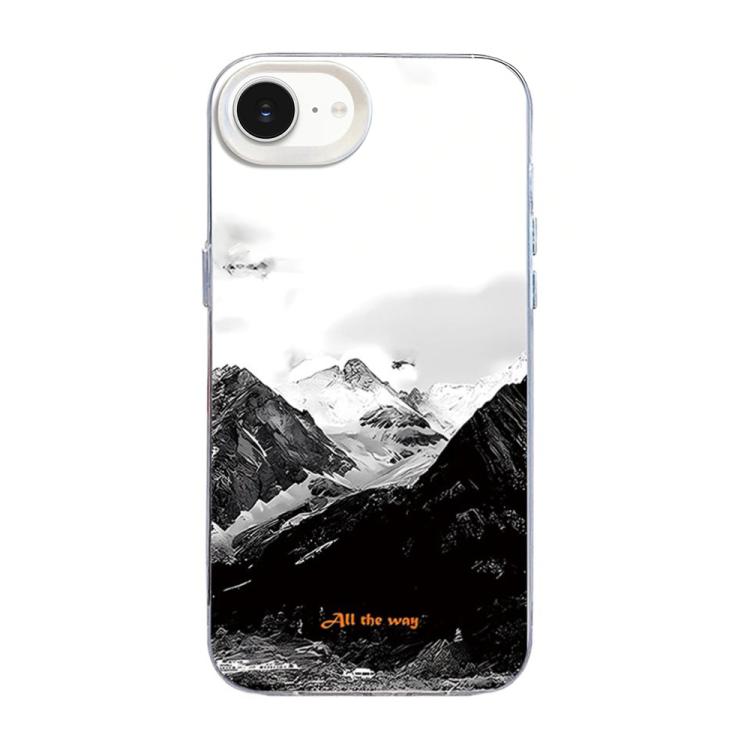 Ốp điện thoại hybrid TPU PC màu bạc họa tiết núi, dành cho iPhone 16e / 17e, iPhone 17 Pro Max, iPhone 17 Pro, iPhone 17, iPhone Air, iPhone 16 Pro Max, iPhone 16 Pro, iPhone 16 Plus, iPhone 16, iPhone 15 Pro Max