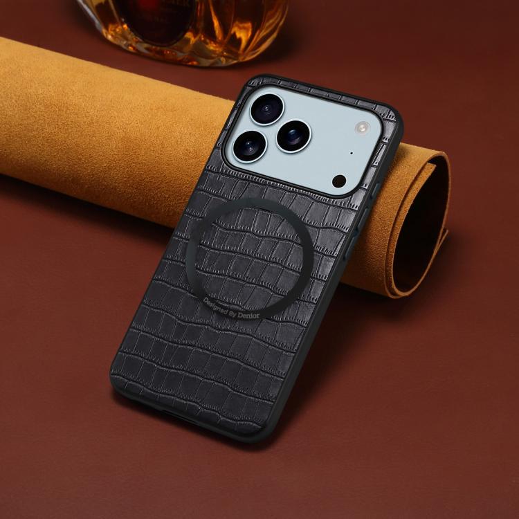 Ốp lưng điện thoại da PU thuần chay họa tiết cá sấu Denior A09 có nam châm, dành cho iPhone 17 Pro Max, dành cho iPhone 17 Pro