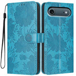 Sunflower Embossed Vegan Leather Phone Case with Small Black Rope, For iPhone 16e / 17e, For iPhone 17 Pro Max, For iPhone 17 Pro, For iPhone 17, For iPhone Air, For iPhone 16 Pro Max, For iPhone 16 Pro, For iPhone 16 Plus