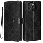 Sunflower Embossed Vegan Leather Phone Case with Small Black Rope, For iPhone 16e / 17e, For iPhone 17 Pro Max, For iPhone 17 Pro, For iPhone 17, For iPhone Air, For iPhone 16 Pro Max, For iPhone 16 Pro, For iPhone 16 Plus