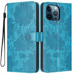 Sunflower Embossed Vegan Leather Phone Case with Small Black Rope, For iPhone 14 Pro Max, For iPhone 13 Pro Max, For iPhone 13 Pro, For iPhone 13, For iPhone 12 / 12 Pro, For iPhone 12 Pro Max, For iPhone 11 Pro Max, For iPhone 11