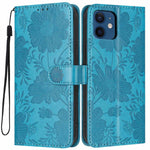 Sunflower Embossed Vegan Leather Phone Case with Small Black Rope, For iPhone 14 Pro Max, For iPhone 13 Pro Max, For iPhone 13 Pro, For iPhone 13, For iPhone 12 / 12 Pro, For iPhone 12 Pro Max, For iPhone 11 Pro Max, For iPhone 11