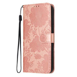 Sunflower Embossed Vegan Leather Phone Case with Small Black Rope, For iPhone 11 Pro Max, For iPhone 11