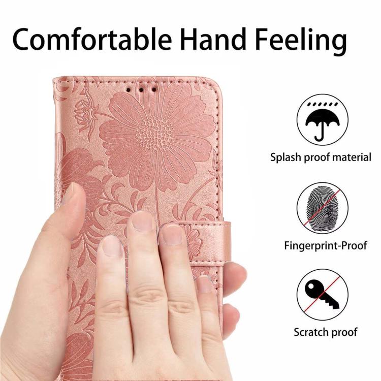 Sunflower Embossed Vegan Leather Phone Case with Small Black Rope, For iPhone 11 Pro Max, For iPhone 11