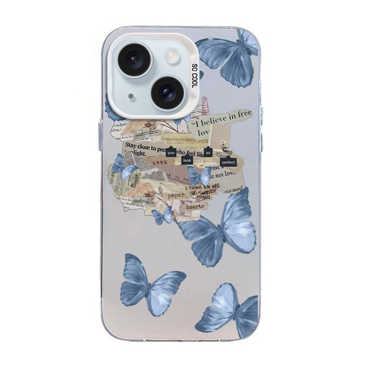 Ốp điện thoại họa tiết bướm mạ bạc PC kết hợp TPU, Dành cho iPhone 15, Dành cho iPhone 14 Plus, Dành cho iPhone 14, Dành cho iPhone 14 Pro, Dành cho iPhone 14 Pro Max, Dành cho iPhone SE 2022 / SE 2020